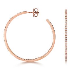 Diamond Hoops In 18ct Rose Gold 