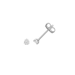 Diamond 3 Claw Earring Studs In 18ct White Gold 