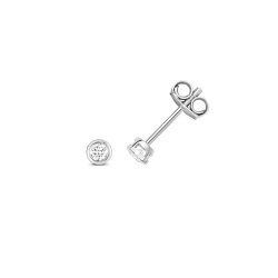 Diamond Rubover Earring Studs In 18ct White Gold 