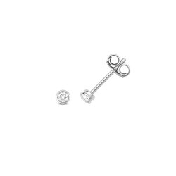 Diamond Rubover Earring Studs In 18ct White Gold 