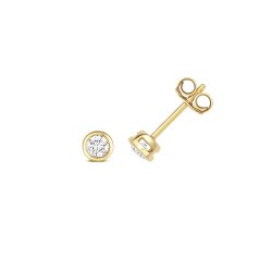 Diamond Rubover Earring Studs In 18ct Gold 
