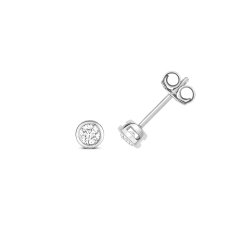 Diamond Rubover Earring Studs In 18ct White Gold 