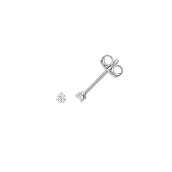 Diamond 3 Claw Earring Studs In 18ct White Gold 