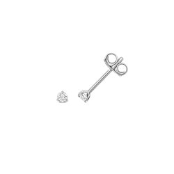 Diamond 3 Claw Earring Studs In 18ct White Gold 