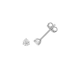 Diamond 3 Claw Earring Studs In 18ct White Gold 
