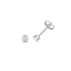 Diamond Rubover Earring Studs In 18ct White Gold 