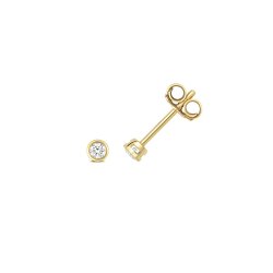 Diamond Rubover Earring Studs In 18ct Gold 