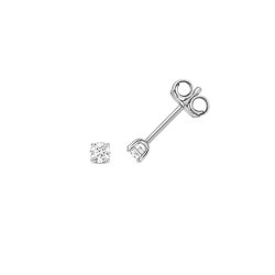 Diamond 4 Claw Earring Studs In 18ct White Gold 