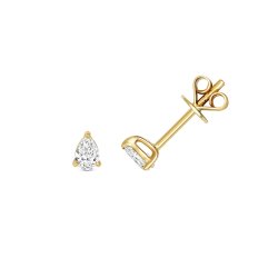 Diamond Pear Shape Earring Studs In 18ct Gold 