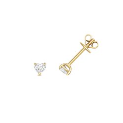 Diamond Heart Shape Earring Studs In 18ct Gold 
