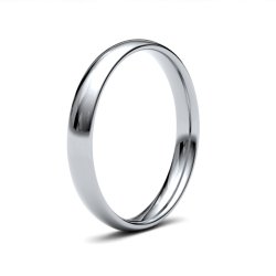 9ct White Gold 3mm Light Court Wedding Ring