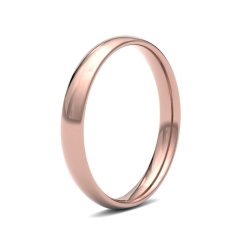 9ct Rose Gold 3mm Light Court Wedding Ring