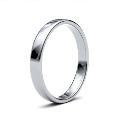 9ct White Gold 3mm Light Soft Court Wedding Ring