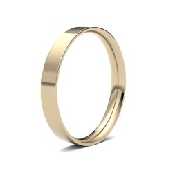 9ct Yellow Gold 3mm Light Flat Court Wedding Ring