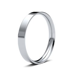 9ct White Gold 3mm Light Flat Court Wedding Ring