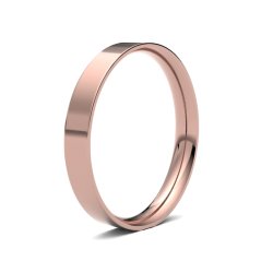 9ct Rose Gold 3mm Light Flat Court Wedding Ring
