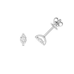 Diamond Marquise Cut Earring Studs In 18ct White Gold 
