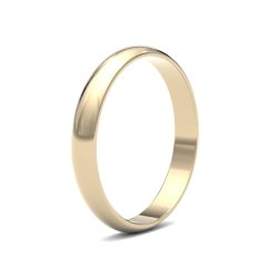 9ct Yellow Gold 3mm D Shape Light Wedding Ring