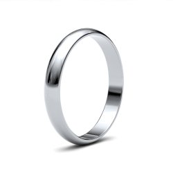 9ct White Gold 3mm D Shape Light Wedding Ring