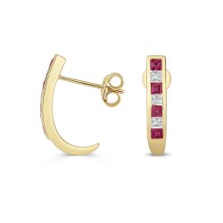Diamond & Ruby Earrings In 9ct Gold 