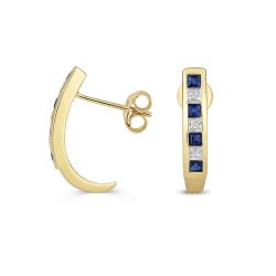 Diamond & Sapphire Earrings In 9ct Gold 