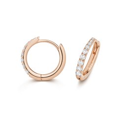 Diamond Hoop Earrings 8mm In 18ct Rose Gold 