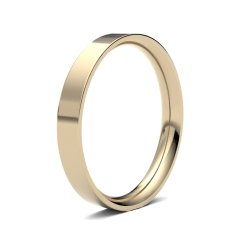 9ct Yellow Gold 3mm Medium Flat Court Wedding Ring