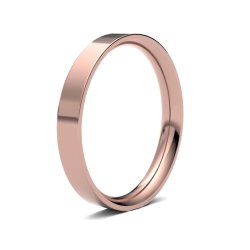9ct Rose Gold 3mm Medium Flat Court Wedding Ring