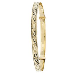 9ct Gold Diamond Cut Expandable Bangle 