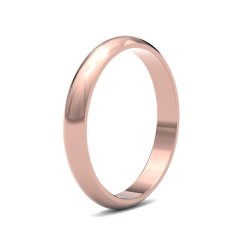 9ct Rose Gold 3mm D Shape Medium Wedding Ring