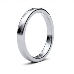 9ct White Gold 3mm Heavy Soft Court Wedding Ring