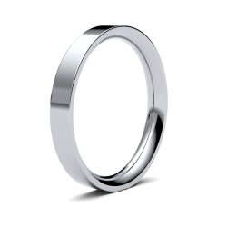 9ct White Gold 3mm Heavy Flat Court Wedding Ring
