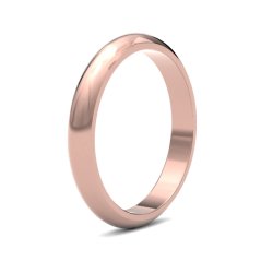 9ct Rose Gold 3mm D Shape Heavy Wedding Ring