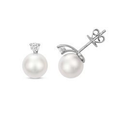 Diamond & Akoya Pearl Earrings In 18ct White Gold 