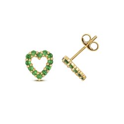 Tsavorite Heart Earring Studs In 9ct Gold 