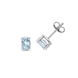 Aquamarine Earring Studs In 9ct White Gold 
