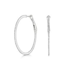 Diamond Hoops In 9ct White Gold 