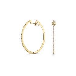 Diamond Oval Hoops In 18ct Gold 