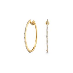 Diamond Oval Hoops In 18ct Gold 