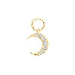9ct Gold Cz Moon Earring Charm 