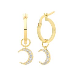 9ct Gold Cz Moon Earring Charm 