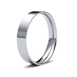 9ct White Gold 4mm Light Flat Court Wedding Ring