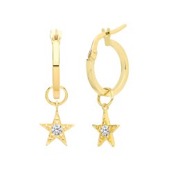 9ct Gold Cz Star Earring Charm 
