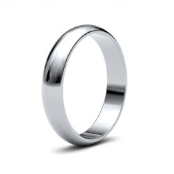 9ct White Gold 4mm D Shape Light Wedding Ring