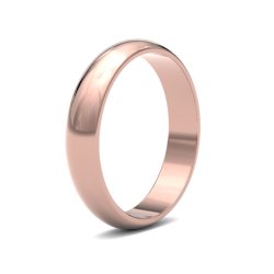 9ct Rose Gold 4mm D Shape Light Wedding Ring