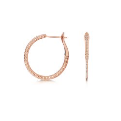 Diamond Hoops In 18ct Rose Gold 