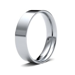 9ct White Gold 5mm Light Flat Court Wedding Ring