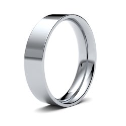 9ct White Gold 5mm Medium Flat Court Wedding Ring