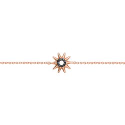Silver Rose Gold Plated Black Cz Sun Bracelet 
