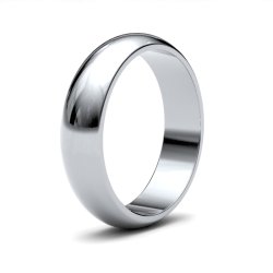 9ct White Gold 5mm D Shape Medium Wedding Ring